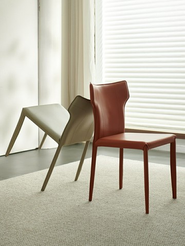 家用餐椅    意式極簡餐椅家用現代簡約設計師款馬鞍皮椅子輕奢高級感餐廳凳子