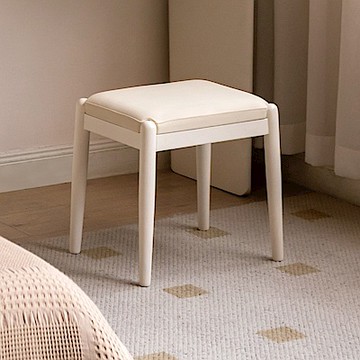 源氏木語奶油風實木皮革化妝椅 Y00D74 乳白 (H014391483)