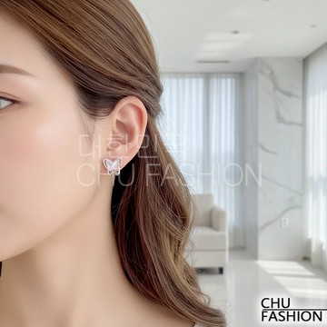【CHU】韓國直輸 金框粉蝶光感造型 耳環 韓系甜美俏麗款