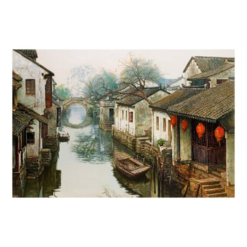 御畫房 江南印象 國家一級畫師手繪油畫6090cm