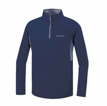 【【蘋果戶外】】山林 51P47 88 深藍 男 透氣排汗長袖上衣 半門襟 拉鍊式 抗UV 吸濕排汗透氣快乾 四季 Mountneer