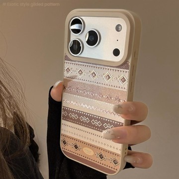 鎏金皮質蘋果17promax手機殼16適用iPhone18個性棕紋理13華爲三星