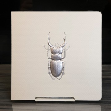 鞦形蟲浮雕燙銀問候片