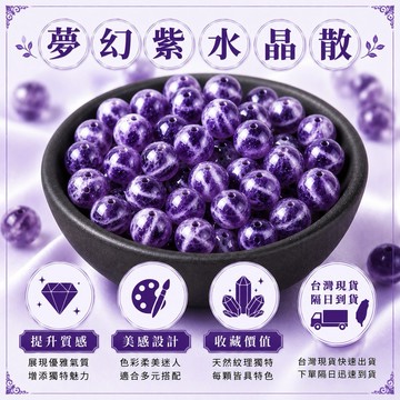 🔥一沐手作🔥 夢幻紫水晶 散珠 圓珠 台灣出貨 5A級夢幻紫 虎牙紫水晶 千層水晶 手鍊 項鍊 DIY 手作 材料 AA