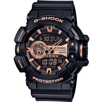 CASIO 卡西歐 G-SHOCK 街頭搖滾金屬風運動錶(GA-400GB-1A4DR)-55mm-玫瑰金面膠帶【刷卡回饋 分期0利率】【APP下單點數13倍送】