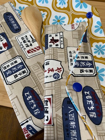 文青風環保純棉筷袋 ~ 昭和東京量販 淺卡其 日本 潮物 收納 手