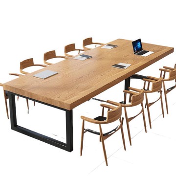 簡約現代大板桌大型培訓洽談職員辦公桌長條桌椅工作臺實木會議桌[DD030109]