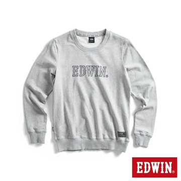 EDWIN 女款 EDGE 顆粒 BOX LOGO厚長袖T恤(麻灰色)