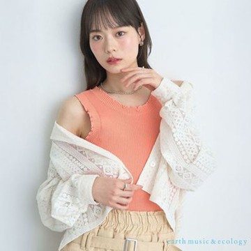 【earth music】荷葉捲邊針織背心