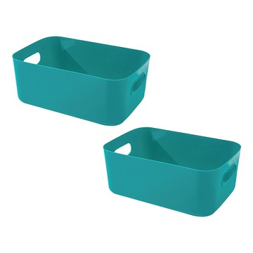 小麥購物 莫蘭迪色可提式收納盒 小 L1032  2個  綠色