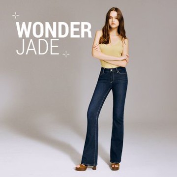 BRAPPERS 女款 玉石丹寧系列-wonder jade中腰彈性喇叭褲-深藍