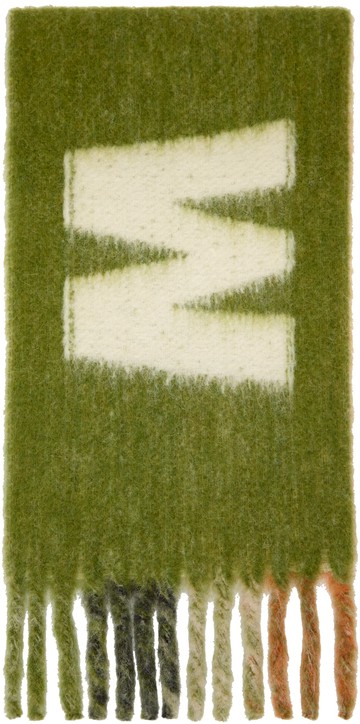 Marni 绿色 Striped Logo 围巾