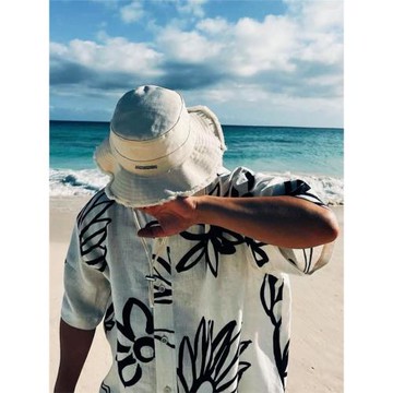 jacquemus白色花卉古巴領夏威夷海邊沙灘度假亞麻防曬短袖襯衫