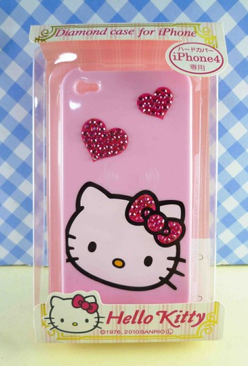 【震撼精品百貨】Hello Kitty 凱蒂貓 HELLO KITTY iPhone4貼鑽手機殼-粉愛心 震撼日式精品百貨