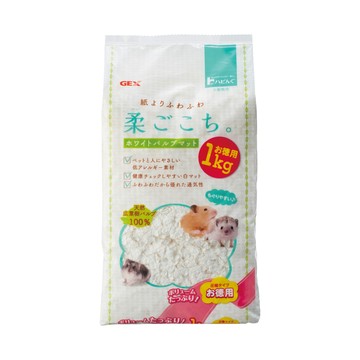 GEX 2入組小動物柔軟白淨棉紙墊料 1kg (寵物鼠兔鳥適用)