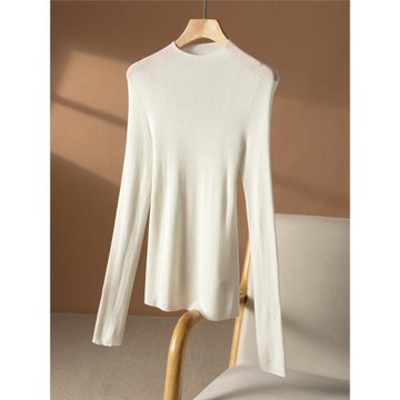 高性價比！無縫一體精紡羊絨衫女修身百搭簡約春秋毛衣打底針織衫