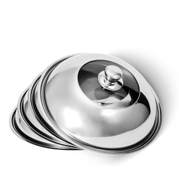 火鍋配蓋 不銹鋼鍋蓋 家用圓形玻璃蓋子組合蓋炒鍋悶蓋子加高加厚