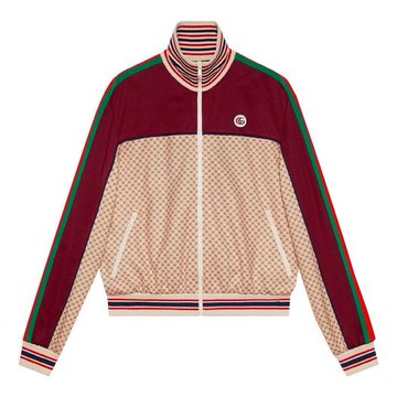 (WMNS) Gucci Interlocking Print Jersey Jacket 'Beige Bordeaux'
