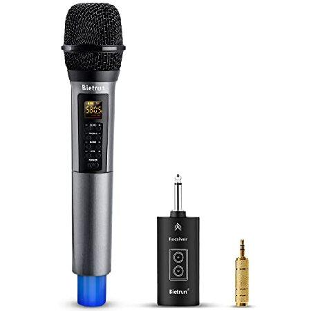 Wireless Microphone, Uhf Metal Dynamic Handheld Karaoke Mic, Rechargeable Receiver (Work 6hs),160ft Range, for Karaoke, Singing, Stage, Wedding, Speec