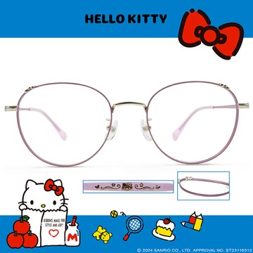 HELLO KITTY▪︎經典｜蝴蝶結洛可可樣 梨圓框眼鏡｜芋香紫