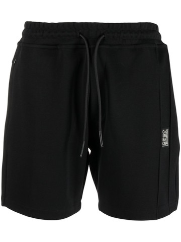 costume national contemporary - logo-patch cotton track shorts - men - Cotton - L - Black
