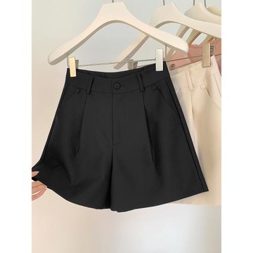 經典黑色百搭西裝短褲女秋季2025年新款高腰a字闊腿遮胯顯瘦熱褲
