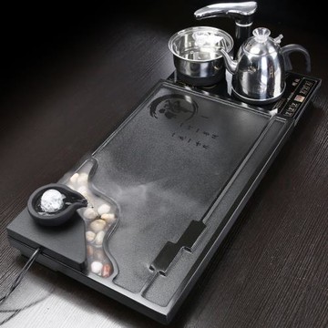 琨德整塊天然烏金石茶盤簡約泡茶臺全自動電磁爐石頭家用茶海托盤