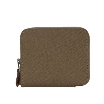 HERMES EPSOM皮 絲巾內裡ㄇ型拉鏈短夾(大象灰) H084266CKAI