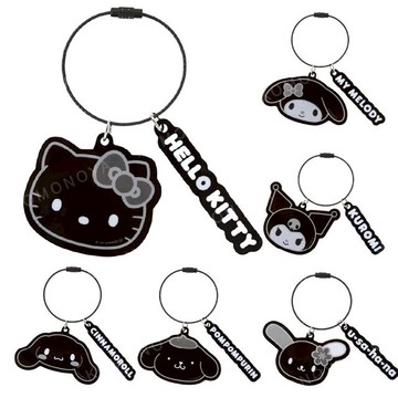 小禮堂 Sanrio 三麗鷗 壓克力造型鑰匙圈 (黑白大臉款) Kitty 布丁狗 大耳狗 花小兔