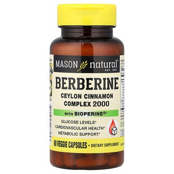Mason Natural, 小檗鹼，含 BioPerine®，60 粒素食膠囊