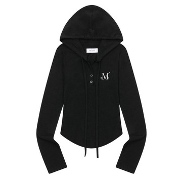 韓國 MUCENT RUEN SIGNATURE SLIM HOOD T 修身連帽上衣 黑色 BLACK