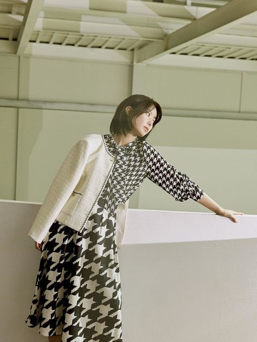 Hound's Tooth Tie Blouse (BKBAB1406)