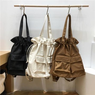 小臟柜 韓國東大門單肩雙肩兩用包女包潮防水帆布包女工裝風背包