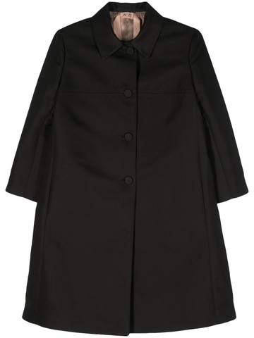Nº21 - single-breasted midi coat - women - Polyamide/Cotton/Viscose - 44 - Black