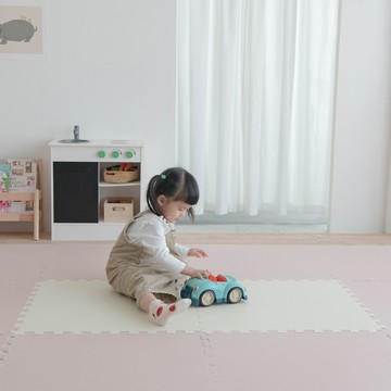 下殺1799 Pato Pato 雙色巧拼地墊 | 厚度3cm 4入提袋組 | 寧靜米&高雅粉/嬰兒地墊/寶寶爬行墊/巧拼地墊