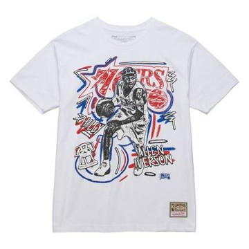 Mitchell & Ness CHALKED ALLEN IVERSON 76人 白色 短袖 MN25ATS07B