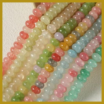 （50顆/包）5×8mm車輪扁珠 水染玻璃珠漸變色琉璃珠 diy手工材料 手鏈飾品配件 串珠 串珠材料 串珠材料包 珠珠