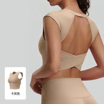 【臺灣出貨】美背 瑜伽服 帶胸墊 新款鏤空扭結背心2026可拆胸墊內衣多巴胺運動健身文胸女