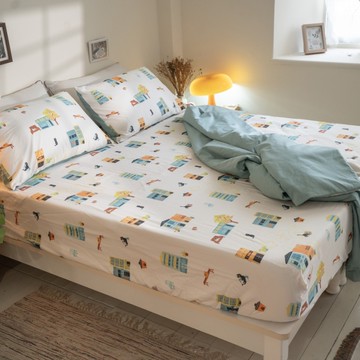 老屋風景 S3單人床包＋雙人鋪棉兩用被三件組100%精梳棉(60支) 台灣製 棉床本舖