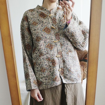 Vintage 印度蓋印雙面棉襖外套