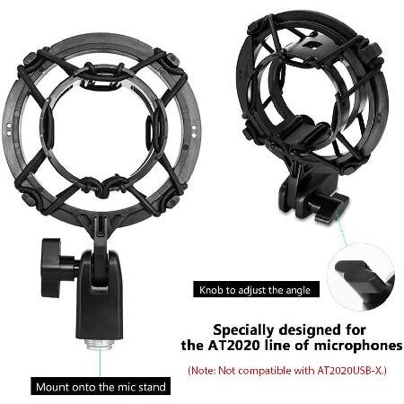 Etour AT2020 Microphone Shock Mount with Pop Filter foam, Mic Anti-Vibration Suspension Shock Mount Holder Clip for audio technica at2020 at2020usb Mi