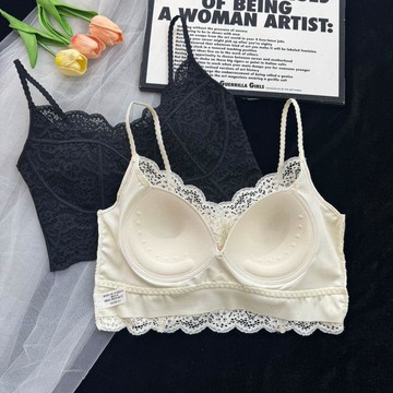 DUYI~夢詩 內衣女法式蕾絲短款吊帶背心女夏季美背抹胸薄款裹胸內搭外穿吊帶