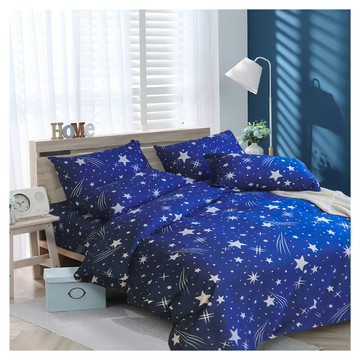 Blue Cat 藍貓 銀離子抗菌薄被套 台灣製造  180 x 210cm  流星雨 藍色