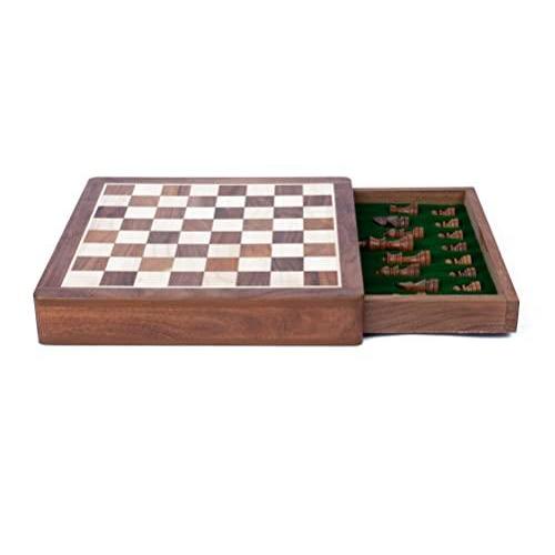 チェス チェスト |木製チェスセット チェステーブル 収納ボックス付き 12インチ ヴィンテージチェスボード ヴィンテージチェスセット ユニークな