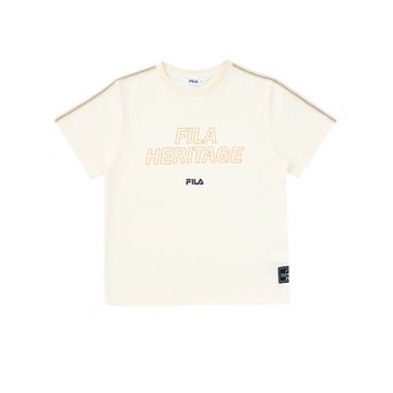 FILA KIDS 童短袖圓領T恤-米白 1TEA-4413-IV