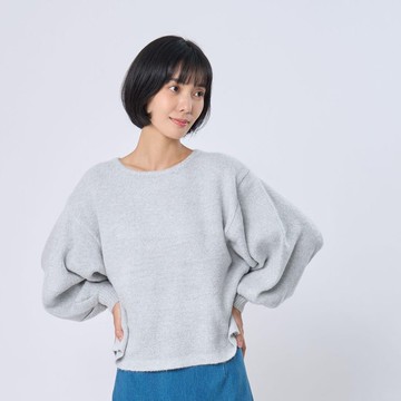 Ivy大寬袖短版針織衫毛衣/ 銀灰