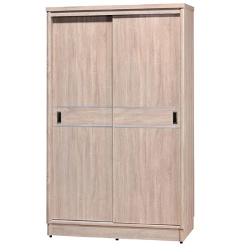 Homelike 喜家居4x7尺附鏡推門衣櫃-梧桐色(1640)