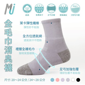 《MJ襪子》抑菌消臭全毛巾 止滑 氣墊襪  瑜珈韻律運動 羽球運動襪 竹炭襪 抗菌襪 MIT MRT029 MRT039