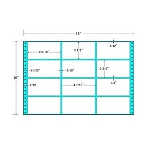  東洋印刷 R15C タックフォームラベル 15インチ×10インチ 12面付(1ケース500折)