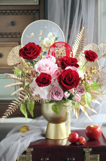 春節花禮 / 不凋花系列 / 駿馬奔騰  彩蝶迎春盆花